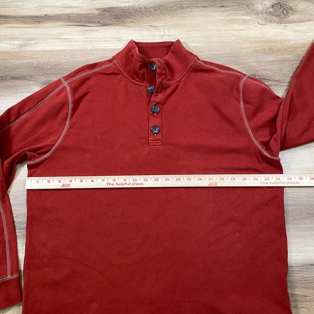 Banana Republic Henley Mens XL Heritage 100% Cotton Mock Neck Rust Red Casual